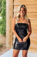 Black Sequin Beaded Tassel Bust