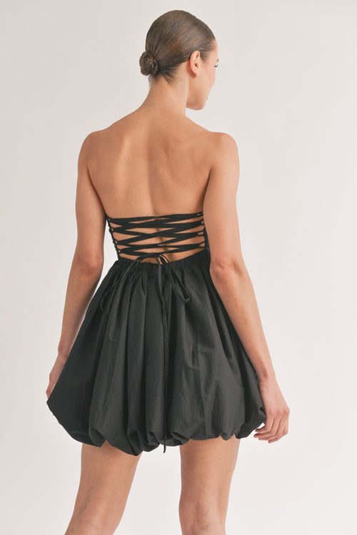 Black Bubble Lace-Up Back Mini