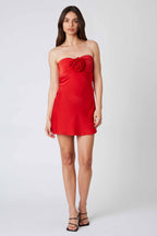 Red Satin Rose Detail Mini