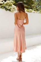 Coral V-Neck Satin Maxi