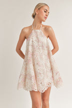 Pink and White Eyelet Halter Mini