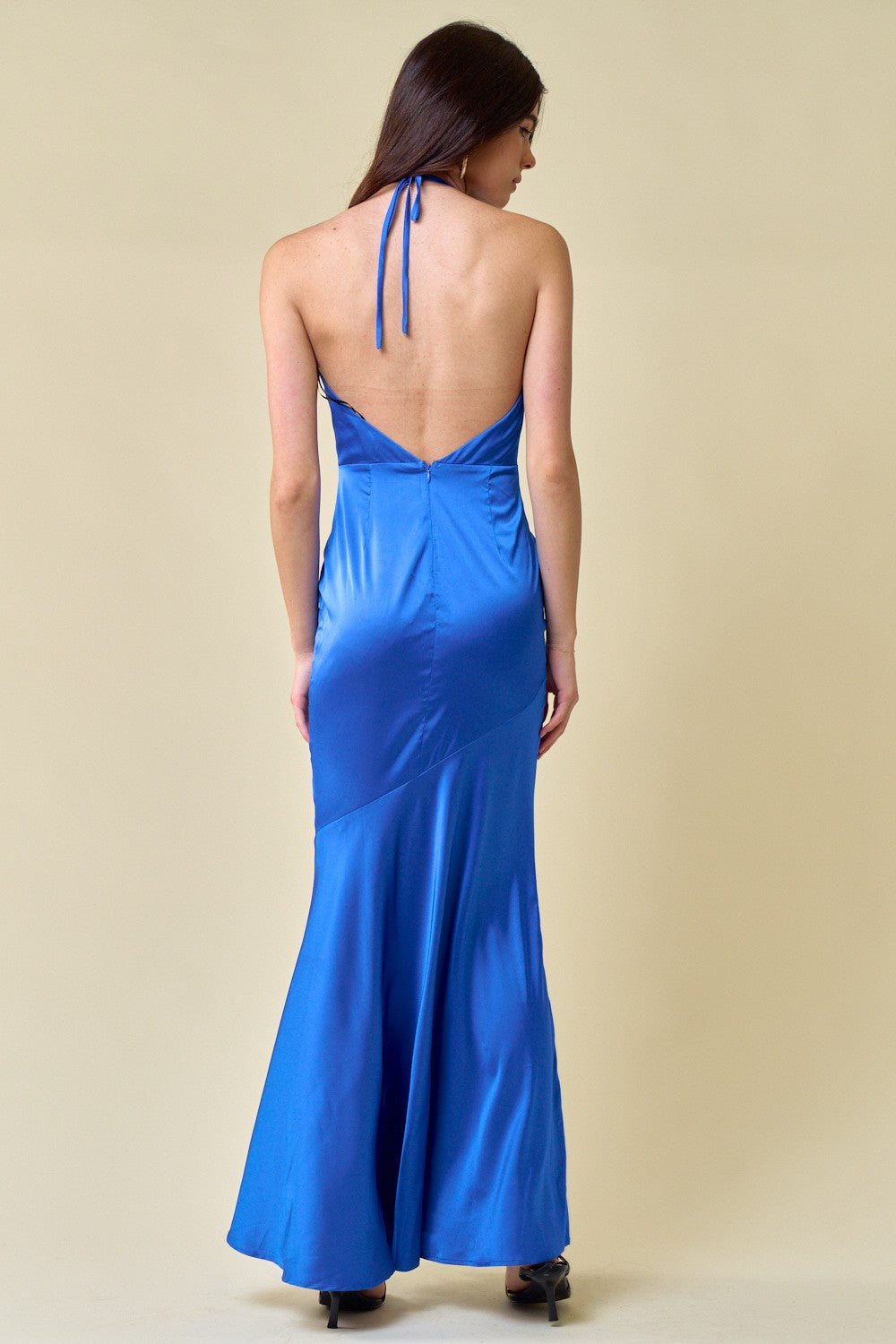 royal blue halter dress Royal Blue Halter Satin Maxi – Twirlista
