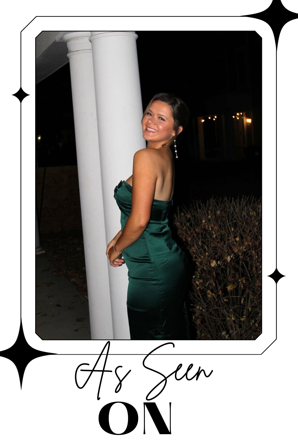 Emerald Rose Detail Satin Maxi