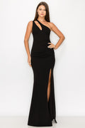 Black One Shoulder Cut Out Maxi