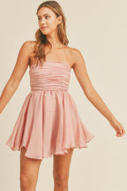 Rose Strapless Babydoll Mini