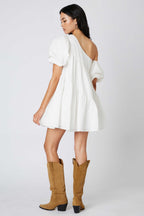 White Asymmetrical Off the Shoulder Mini