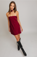 Maroon Rosette Chocker Satin Mini