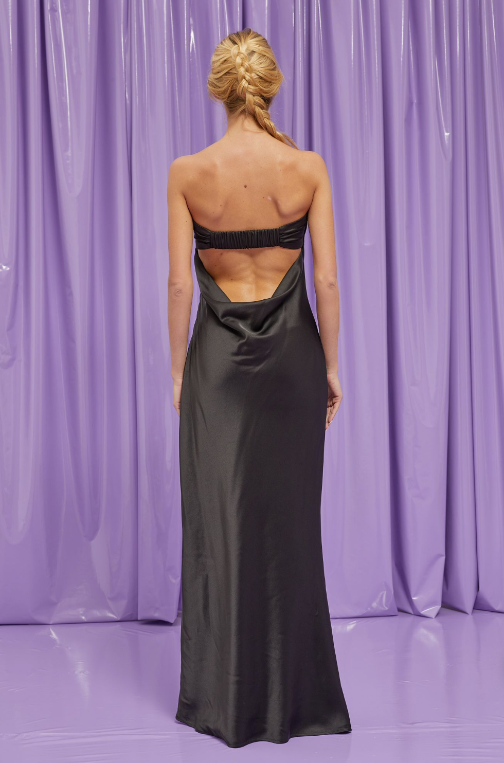 Black Strapless Column Maxi