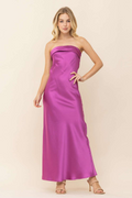 Magenta Strapless Open Back Maxi