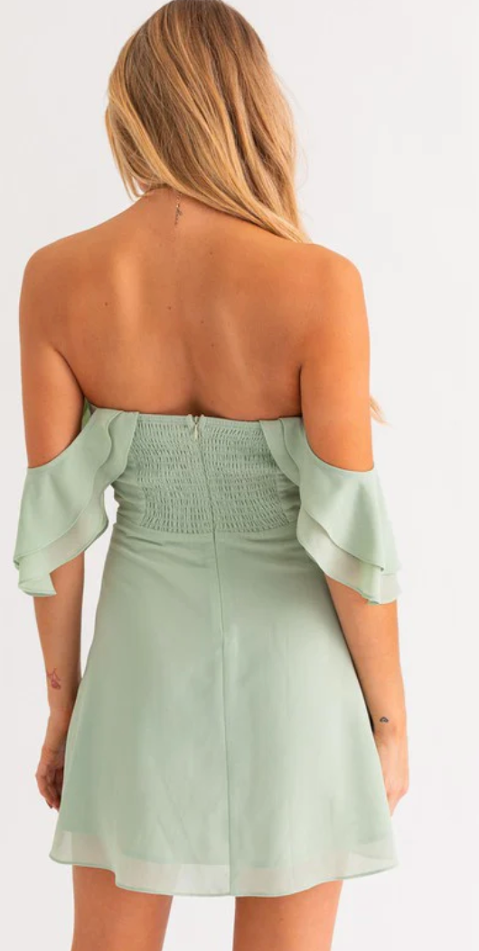 Sage Off the Shoulder Bustier Mini