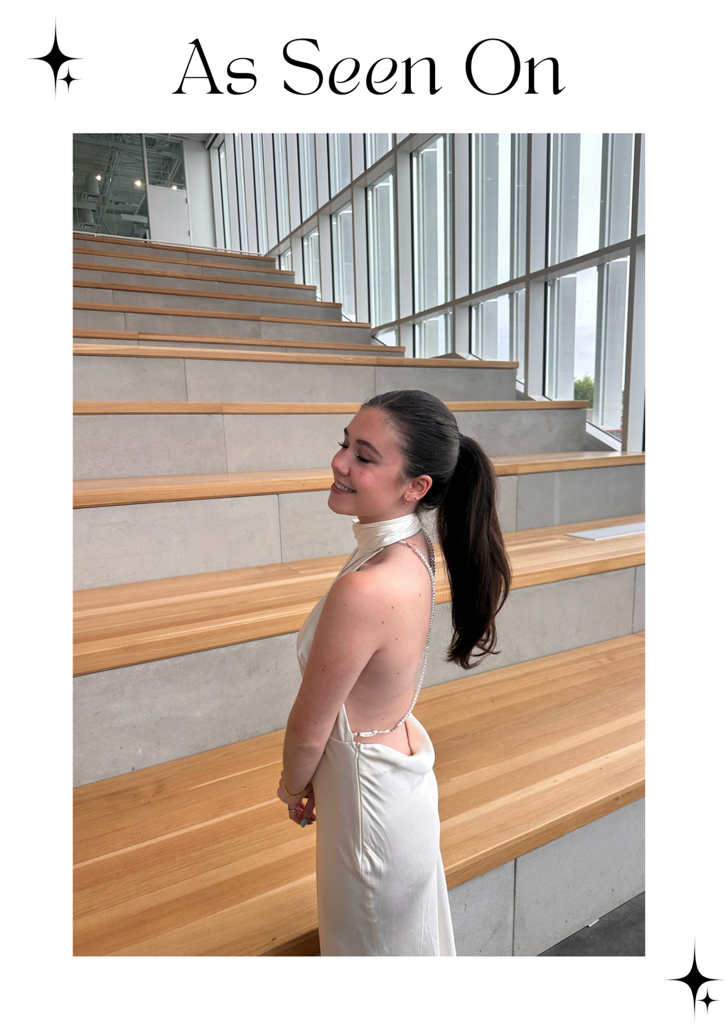 Ivory High Neck Open Pearl Back Maxi