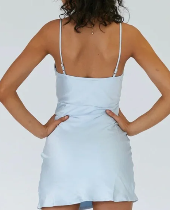 Icy Blue Satin Slip Mini