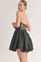 Black Bubble Lace-Up Back Mini