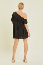 Black Asymmetrical Off the Shoulder Mini