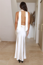 Ivory Deep V-Neck Scarf Maxi