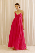 Magenta Twist Top Satin Maxi