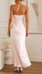 Pink Flower Embroidered Midi