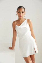 White Asymmetrical Slip Mini