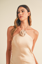Light Taupe Rose Detail Maxi