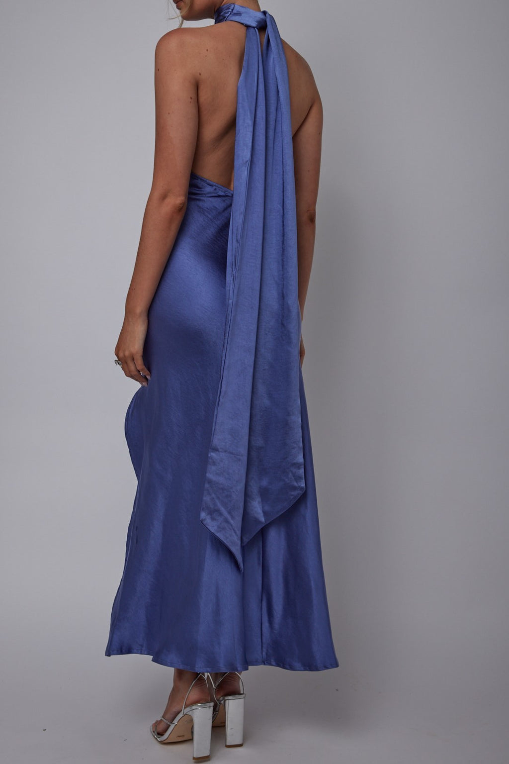 Blue High Neck Keyhole Maxi