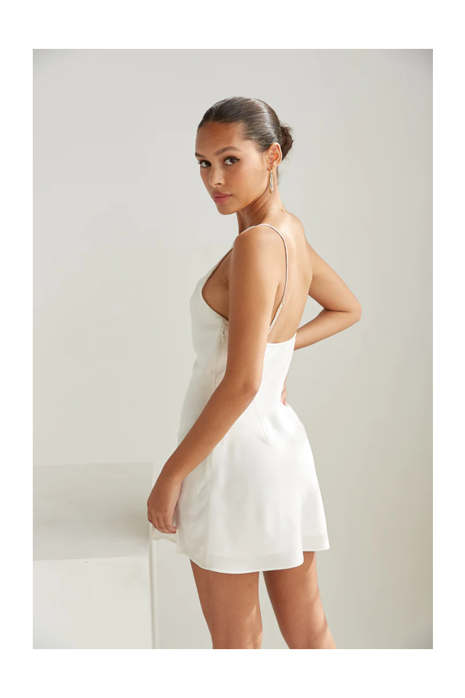 White Asymmetrical Slip Mini
