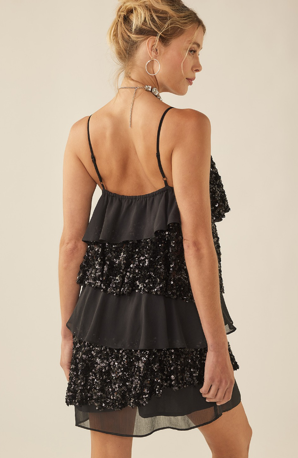 Sequin Ruffle Tiered Mini