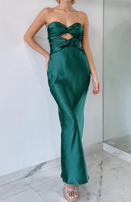 Forest Green Cut-Out Twist Front Maxi