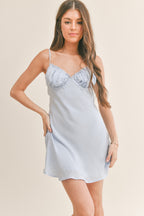 Light Blue Bustier Satin Mini