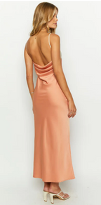 Orange and White Color Block Satin Maxi