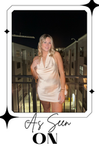 Champagne Satin Open Cowl Back Mini