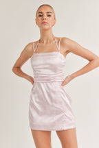 Blush Jacquard Print Satin Mini