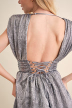 Silver Metallic Tiered Maxi