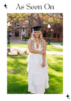 White Cotton Deep V Tiered Maxi