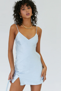 Icy Blue Satin Slip Mini