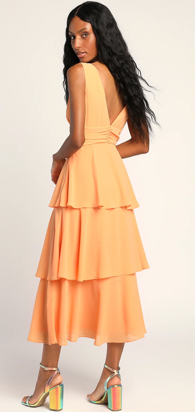 Bright Orange Ruffle Midi