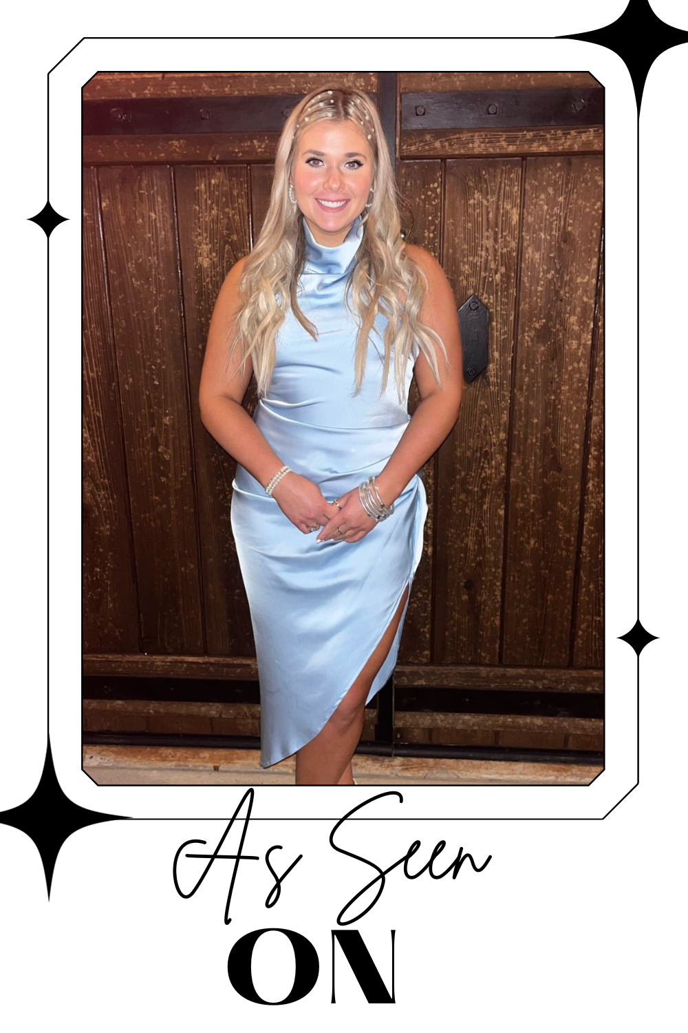 Icy Blue High Neck High Slit Midi