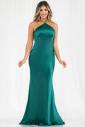 Green Satin Halter Maxi