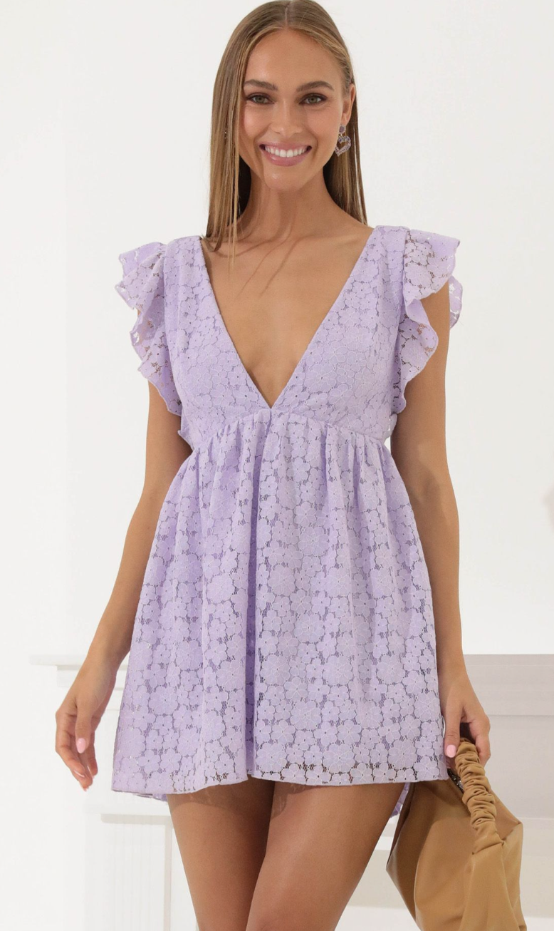 Lavender Lace Ruffle Mini