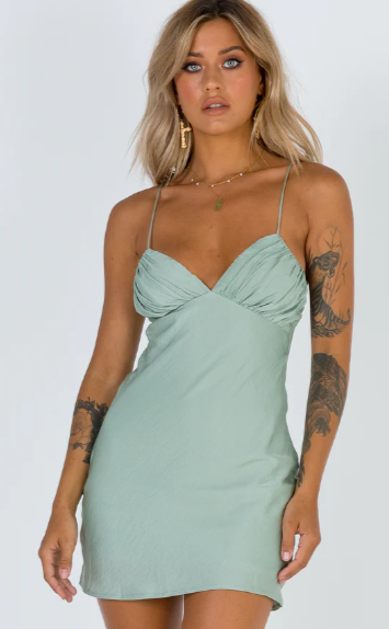 Sage Bustier Satin Mini
