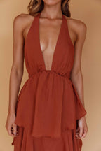 Brown Tiered Maxi