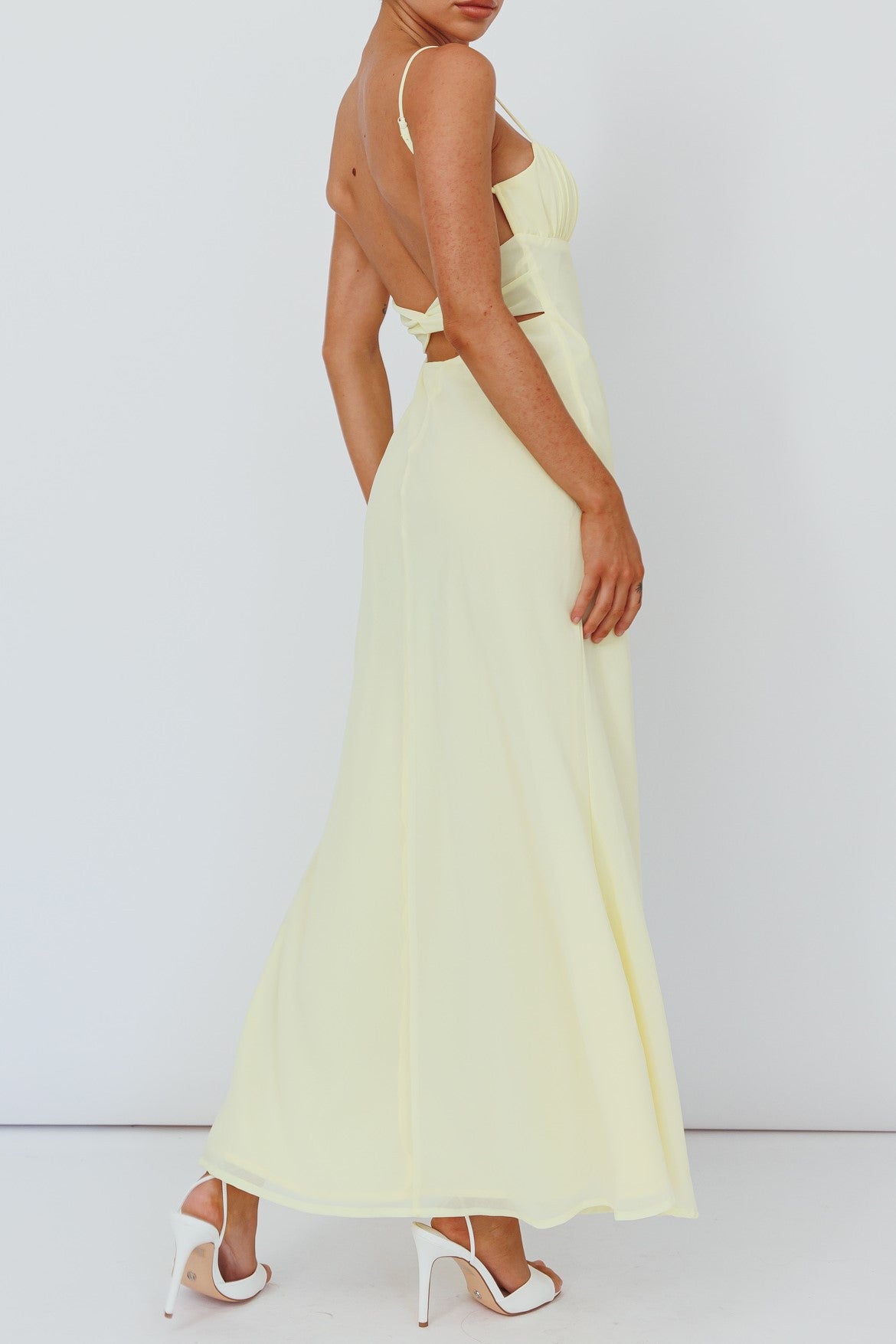 Pale Yellow Bustier Maxi