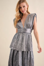 Silver Metallic Tiered Maxi