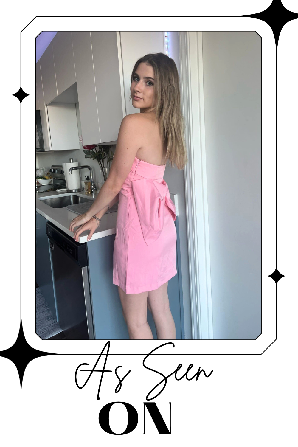 Pink Strapless Bow Back Mini