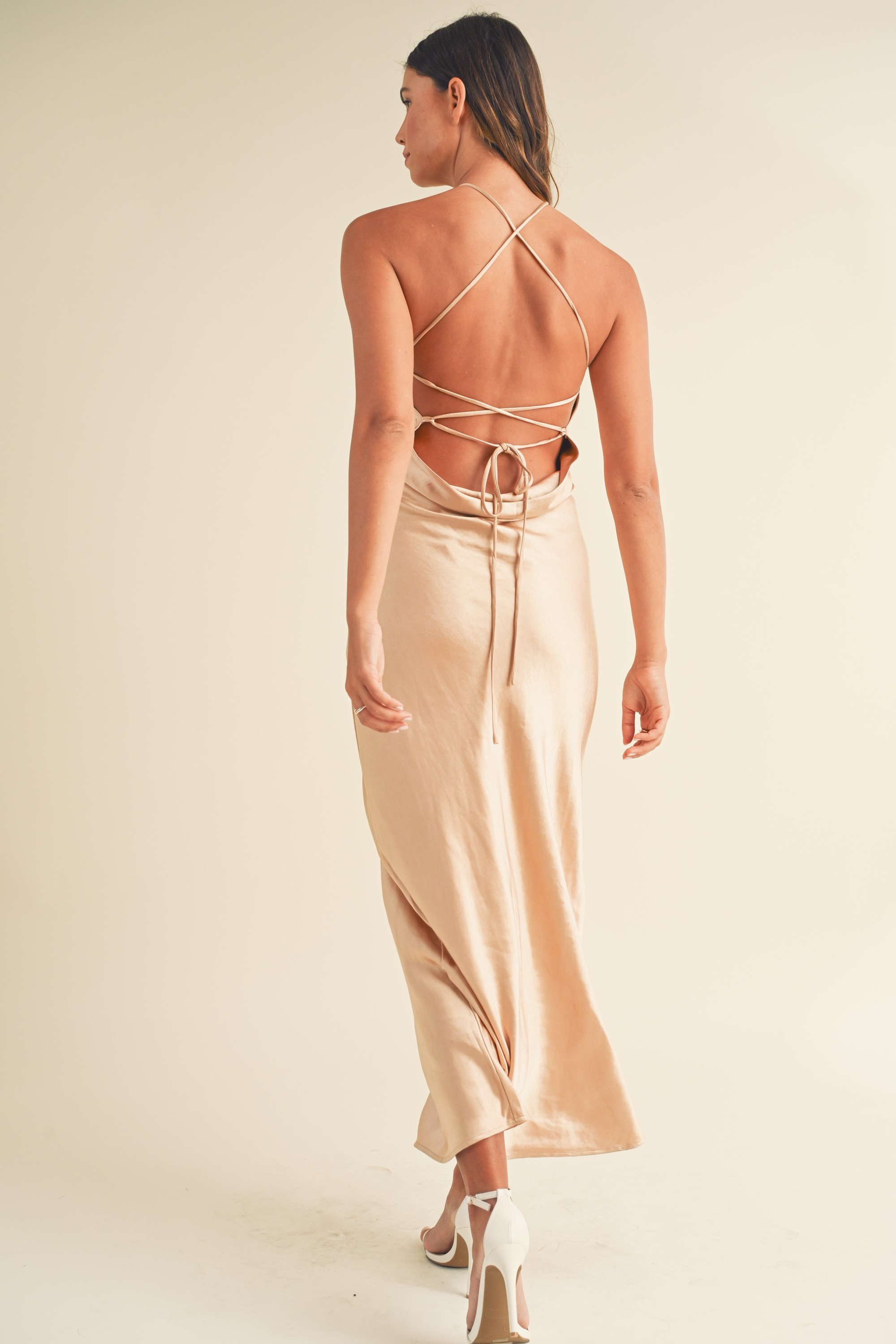 Light Taupe Rose Detail Maxi