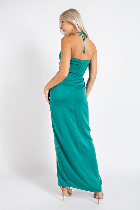 Emerald Green Halter Tie Maxi