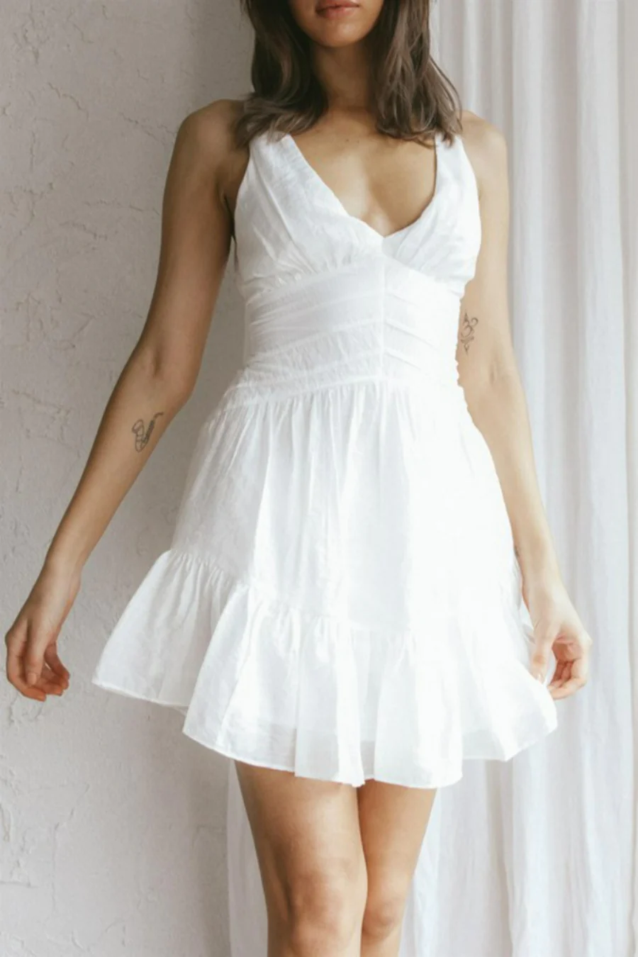 White Sleeveless Open Back Mini