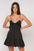 Black Satin Lace Trim Mini