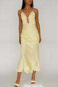Yellow Flower Embroidered Midi