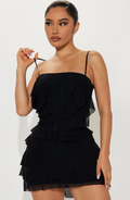 Black Ruffle Chiffon Mini