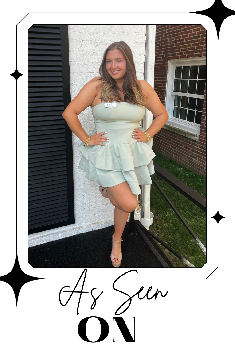 Sage Green Strapless Babydoll Mini